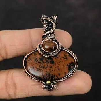 Mahogany Obsidian Pendant Copper Wire Wrapped Pendant Gemstone Copper Jewelry Handmade Designer Pendant Wire Wrapped Jewelry Gift For Mother