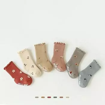 Махровые хлопковые носки для девочек, детские носки с оборками в винтажном стиле, нескользящие носки-тапочки для детей 0-5 лет, гетры средней длины для принцессы S