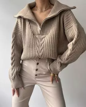 Mai Rika Вязаный свитер из норки с застежкой-молнией