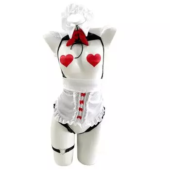 Maid Cosplay Sexy Erotic Training Temptation Extreme Little Devil PU Leather Moe Open Crotch Open Chest Lingerie Bold Moe Moe Underwear Bodycon Cute