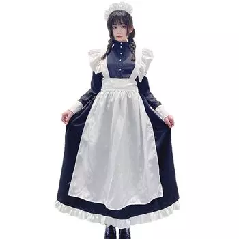 Maid English Long Lolita One Long включает в себя комплект из 4 предметов до колена [YIUHK] Униформа, Стиль, Косплей, Хэллоуин, Костюм, Женский, Часть, Фартук, Событие,