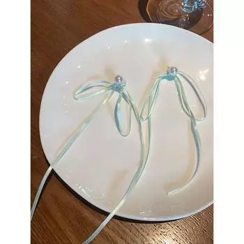 Maiden Pearl Уникальный Элегантный Запуск Без Прокола Лента Pair of green ribbon Pearl Silver Needle