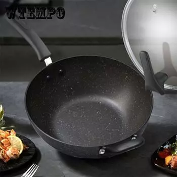 Maifan Stone Wok Сковорода с антипригарным покрытием Бытовая кастрюля Многофункциональная индукционная плита Сковорода Газовая плита Универсальная 30cm