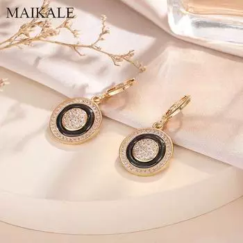 Maikale Роскошные Четырехцветные Круглые Керамические Серьги-подвески Для Женщин Aaa Цирконий Cz Свадебная Вечеринка Изысканные Ювелирные Изделия Ежедневно серебро белый