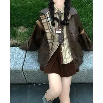 Mailard двусторонняя клетчатая сплайсированная куртка осень новая свободная универсальная вышитая маленькая куртка модный топ S чёрный