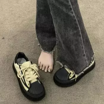 Maillard 2024 autumn and winter platform casual sports shoes comfortable versatile biscuit shoes popular shell head board shoes women 35 хаки