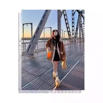 Пальто из меха Майяра с интегрированной овечьей шерстью, женское, новое осенне-зимнее замшевое пальто средней и длинной длины с утолщенным флисом M темно-коричневого