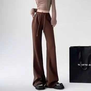 Maillard Horseshoe Pants Women s Autumn High Waist Slimming Pants American Micro La Casual Women s Long Pants S белый