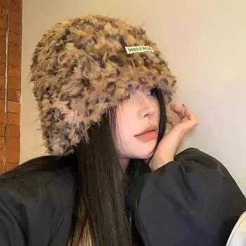 Maillard mixed-color plush fisherman s hat children s autumn and winter big head circumference shows a small face, warm and versatile knitted wool hat M56-58cm хаки