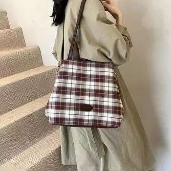 Maillard осень и зима 2024 г. женская сумка-рюкзак премиум-класса в клетку большой вместимости для поездок на работу красный