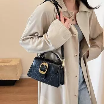 Maillard retro commuter small bag 2024 autumn and winter new portable small square bag fashionable commuter messenger bag чёрный