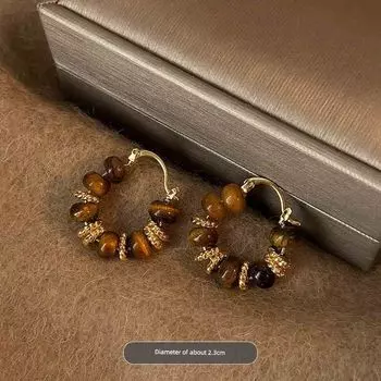 Maillard Retro Ear Clip Female New Arrival Refined and Simple Design Elegant Fancy All-Match Fashion Earrings Ear Rings Maillard Beaded Ear Buckle S