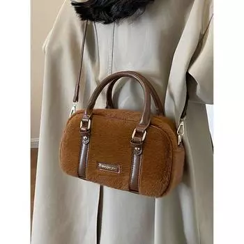 Maillard ретро модная женская сумка зима новая простая плюшевая популярная милая сумка для боулинга текстура сумка через плечо мини квадратная сумка (20cm<Max Length<30cm)