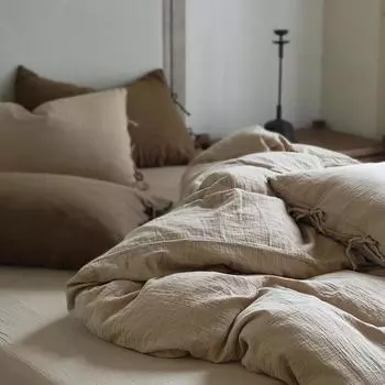 Maillard ретро однотонный класс А материнский и младенческий двухслойный пряжный комплект для кровати 4 предмета из марли жатой пряжи трехпредметный комплект бесплатная доставка 1.5 bed sheet 4pc quilt 200 * 230