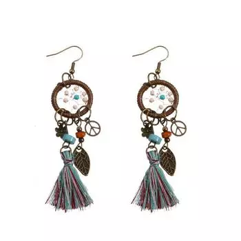 Maillard Sichuan West Travel Accessories Tassel Long Earrings Female Exotic National Wind Waste Soil Wind Vintage Ear Jewelry Waste soil wind money 16