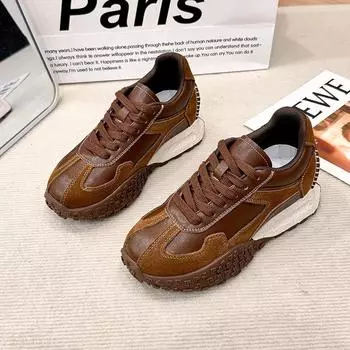 Maillard Small Inside Increase Женские кроссовки 2024 Осень и зима Новые маленькие размеры Daddy Shoes Tide 35 темно-коричневого