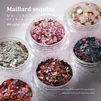 Maillard Sparkly Mixed Nail Sequins UV Gel Acrylic Holographic Glitter Flakes Советы по маникюру Подвески для женщин и девочек Маникюр своими руками LP-152