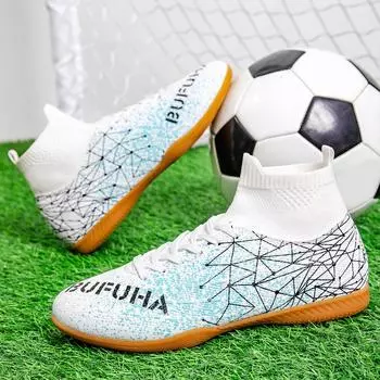 Main push football shoes new flat youth outdoor football professional game player training shoes 35 белый