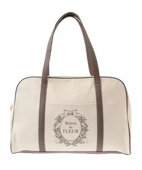 Maison de Fleur Tote Canvas Boston Brown Bag, Carry-On Bag, Women s,