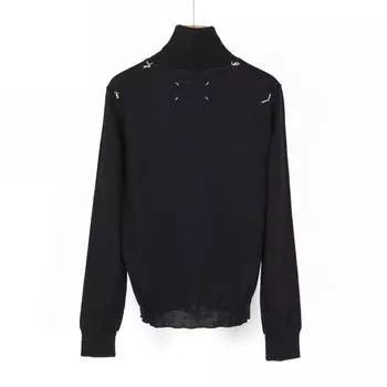 Maison Margiela Женская s 23SS Margiela шерстяная водолазка черного цвета SI0HA0006S17814900F