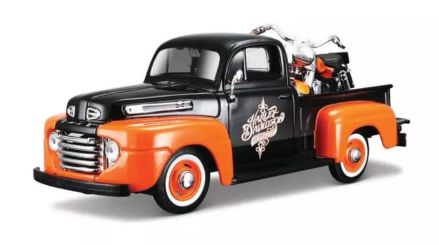 Maisto 1948 Ford Harley Davidson 1958 FLH DUO GLIDE Мотоцикл Модель Дорожный мотоцикл Maisto 1948 Ford PICKUP Harley Davidson 1958 FLH DUO GLIDE Гоночный