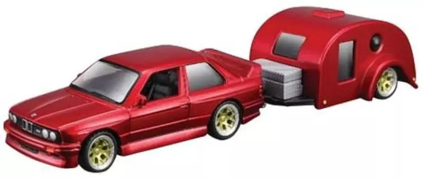 Maisto 1988 BMW 3 серии M3 Traveler Trailer Красный Готовый продукт 1/64 /