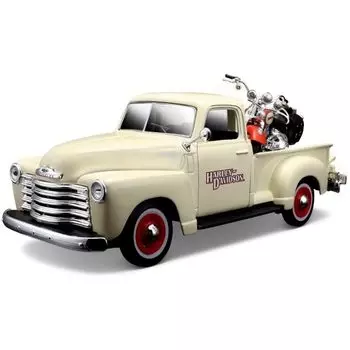 Maisto CUSTOM CHEVROLET 3100 PICKUP 2001 FLSTS HERITAGE Heritage HARLEY-DAVIDSON 1:24SCALE 1950 И SPRINGER (БЕЛЫЙ/ОРАНЖЕВЫЙ) Спрингер» (белый/оранжевый)