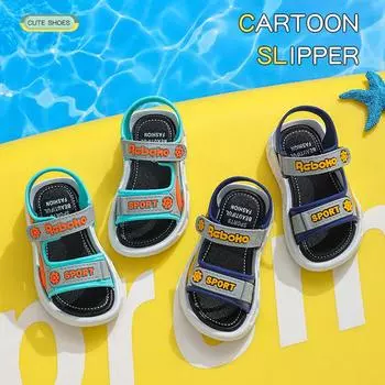 MAITA/домашние детские крутые летние новые повседневные пляжные сандалии из искусственной кожи для учащихся начальной школы с мягкой подошвой для мальчиков 21 синий