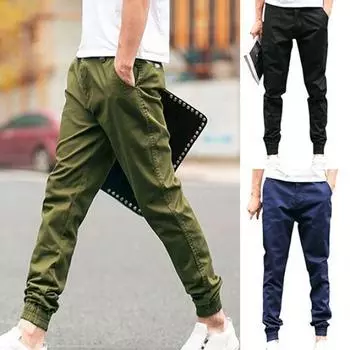 MAITA модные крутые мужские однотонные облегающие повседневные узкие брюки-карандаш XXL чёрный