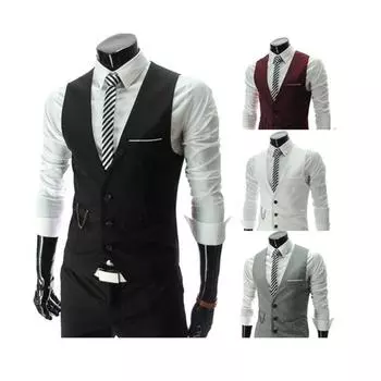 MAITA Мужская однотонная велосипедная куртка с v-образным вырезом для отдыха, куртка без рукавов, одежда без рукавов с лямками на спине, деловой деловой жилет, однобортный костюм-жилет, тонкий 2XL чёрный