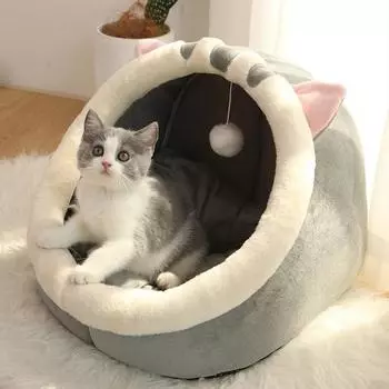 MAITA Sweet Cat Bed Теплая корзина для домашних животных Уютный шезлонг для котенка Подушка Кошачий дом Палатка Очень мягкий коврик для маленьких собак Сумка для моющихся кроватей для пещерных кошек