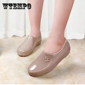 MAITA весенне-осенние резиновые сапоги, женские модные рабочие туфли для воды с неглубоким носком, водонепроницаемые нескользящие резиновые сапоги с короткими трубками и низким берцем, дождевые сапоги 36 абрикосовый