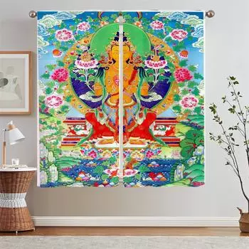 Maitreya Buddha затемняющие элегантные шторы для гостиной покрывало для штор подхваты тюль на кухню шторы 2 шт окна W50xH70cmx2pcs-CL