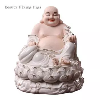 Maitreya ceramic Maitreya Buddha statue home offering large belly Buddha feng shui ornaments home decor