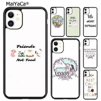 MaiYaCa Go Vegan Food Vegetarians VEGGIE Quotes Phone Case For iPhone SE 6s 7 8 plus X XR XS 11 12 pro max Samsung S21 S22 shell iPhone 6plus