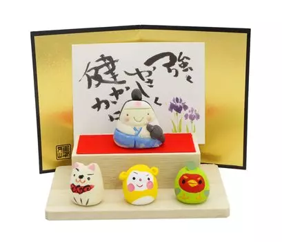 Май Сделано в Palm Mame Momotaro Украшение [Дом мастера] Кукла, Япония, Фестиваль мальчиков, Мини, Компактный, Размер, Керамика,