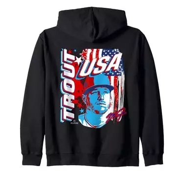 Майк Траут Международная бейсбольная сборная США по бейсболу толстовка с капюшоном на молнии