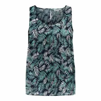 Майка без рукавов с круглым вырезом и принтом джунглей ТОЛЬКО для женщин 36 темно-синий
