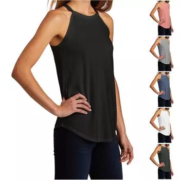 Майка без рукавов Свободная повседневная летняя мода Сексуальная футболка с v-образным вырезом Топы без рукавов Майка L розовый