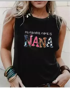 Майка больших размеров с ярким буквенным принтом и круглым вырезом, повседневная майка без рукавов на лето, женская одежда больших размеров 1XL чёрный