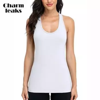 Майка Charmleaks для женщин, хлопковые рубашки на бретелях, однотонные, M-2XL 2XL белый