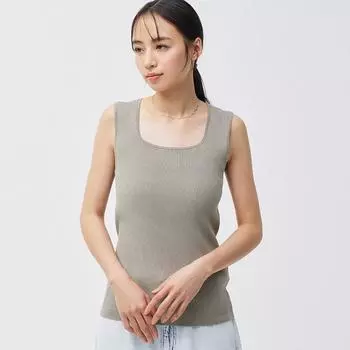 Майка GU by Uniqlo с квадратным вырезом в рубчик