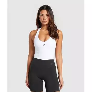 Майка GYMSHARK с бретелькой на шее и полочкой, белая B8A5T WB57 XXS