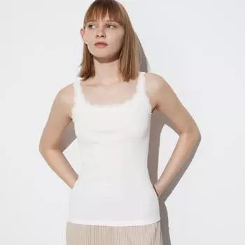 Майка из хлопкового кружева UNIQLO JAPAN 01 OFF WHITE/M