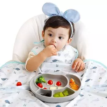 Майка нагрудник для детского питания Babyclaw на молнии, китовый синий, 1 шт., 1 шт.