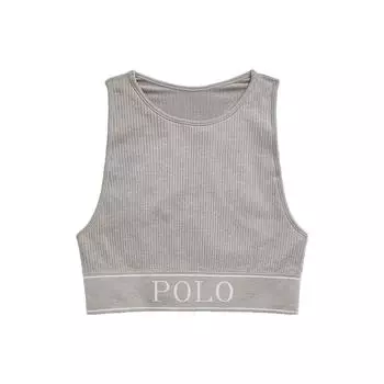 Майка Polo Ralph Lauren однотонная приталенного кроя с принтом логотипа женская топы серый WMPOUNDNDV20001-410 XS