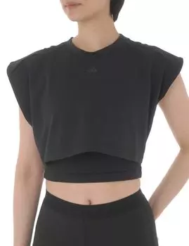 Майка Power Boxy French Terry Three Stripes JUC78 Black [Adidas] для женщин (IW1496) Ж/М