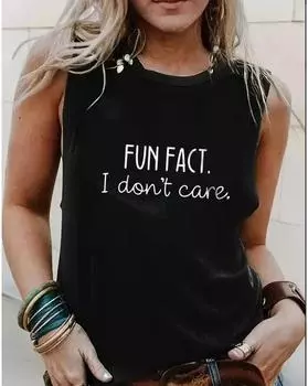 Майка размера плюс с забавным принтом с круглым вырезом, повседневная майка без рукавов на лето, женская одежда больших размеров 1XL чёрный