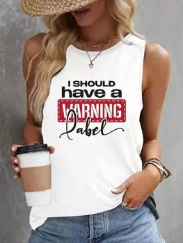 Майка с буквенным принтом, повседневный топ без рукавов для лета и весны, женская одежда S