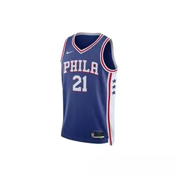 Майка с принтом Nike NBA Team 2022-2023, сезон 2022-2023, ограниченная серия Embiid No. 21 трикотажные изделия унисекс Fan Version, синие DN2018-401 L
